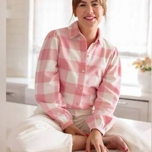 Joe Fresh Jillian Harris pink plaid button down size medium BNWT